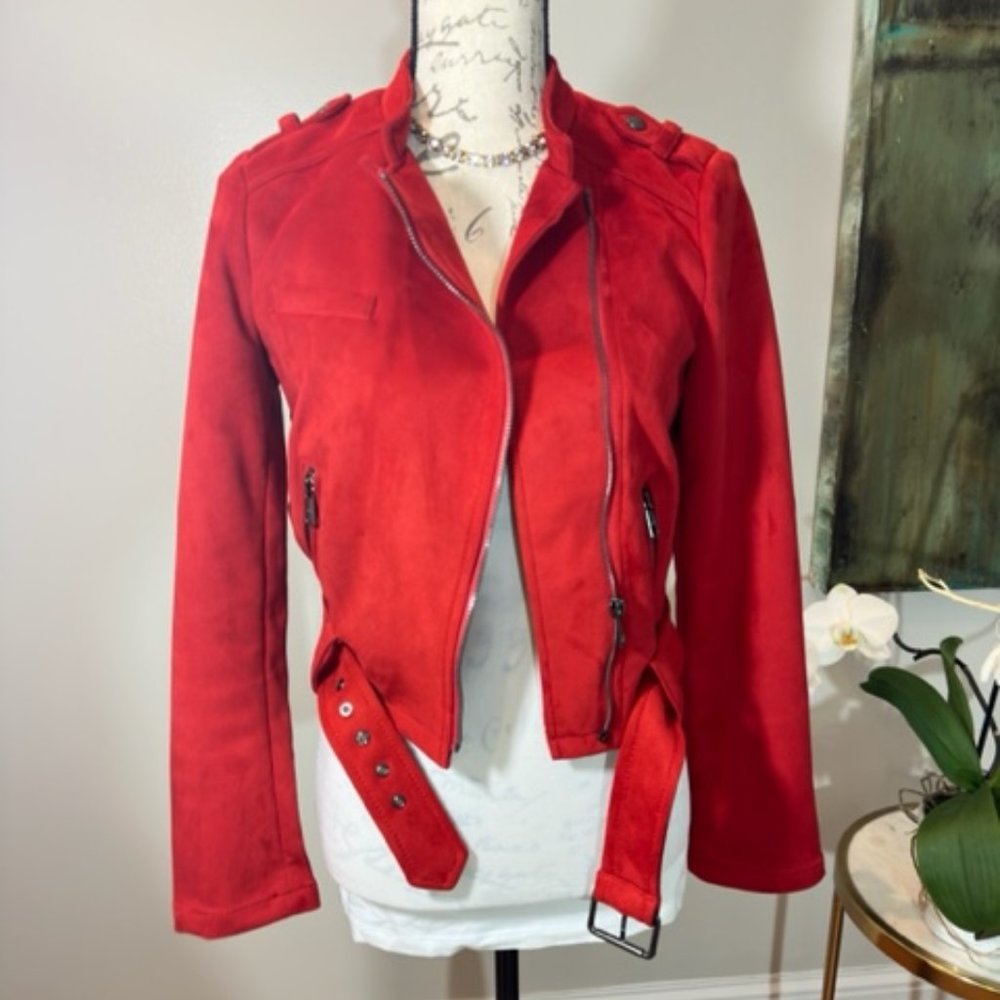 Banana Republic Red Suede Motorcycle Jacket (XS)